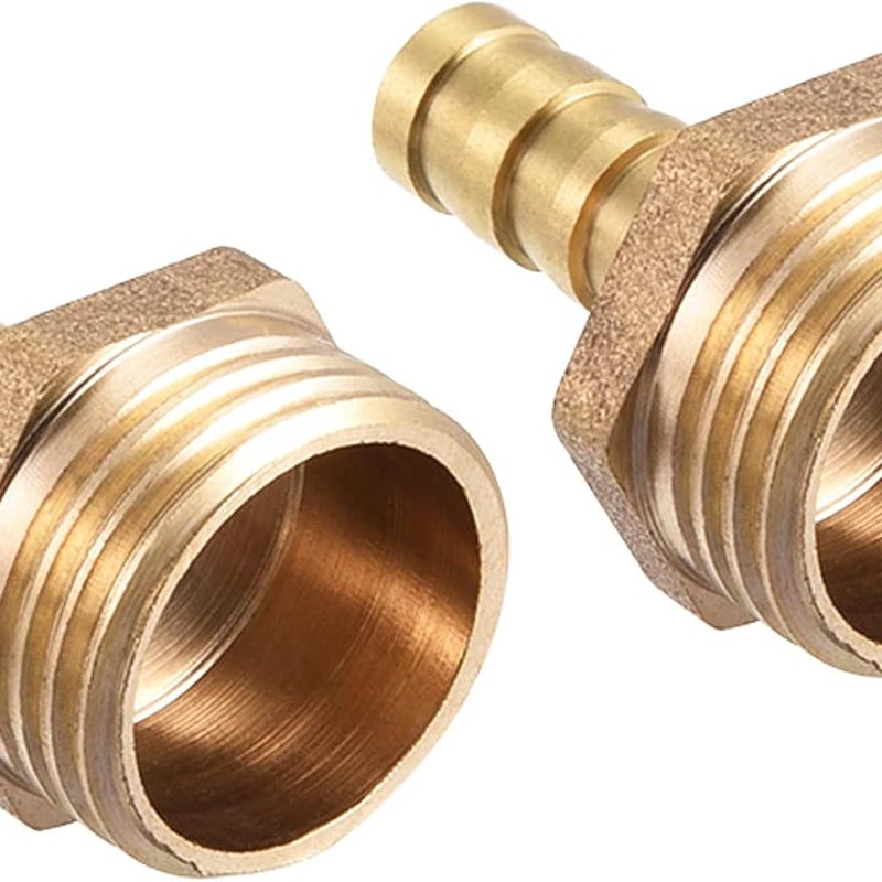 Końcówka do węża 8 mm z gwintem zewnętrznym G1/2 x 2 sztuki, prosta mosiężna końcówka z kolcami do węży pneumatycznych, wodnych i paliwowych, złota