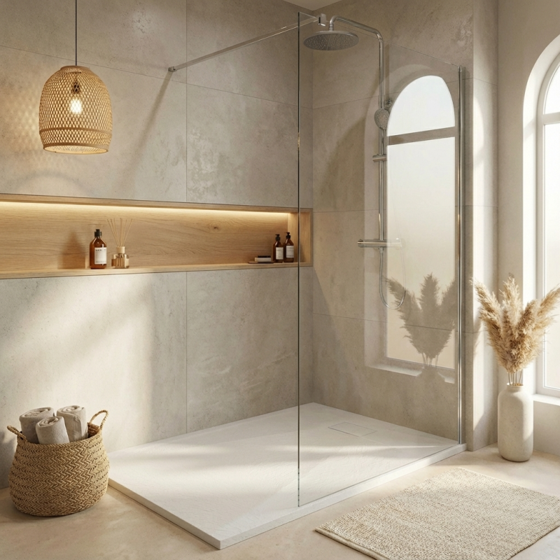 Ceramia Essential 120x80 cm receveur de douche rectangulaire à poser SMC avec surface effet pierre, blanc (CERAES12080W) - 2