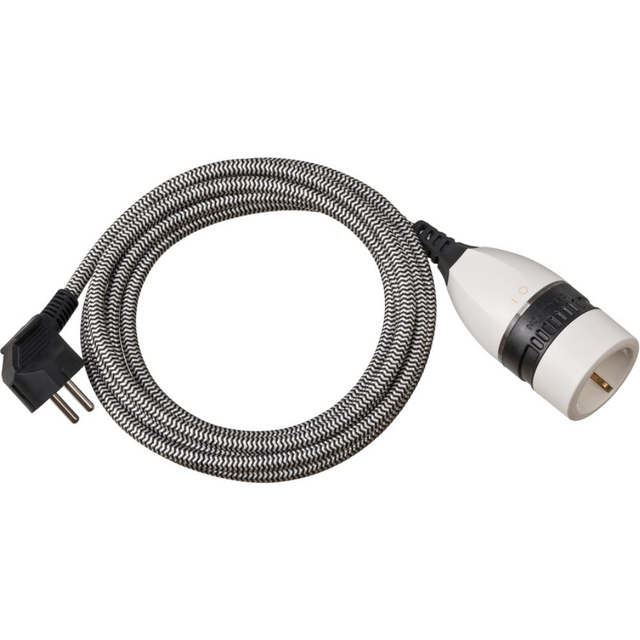 Brennenstuhl Câble d'extension en plastique de qualité avec interrupteur rotatif et manteau textile 3M H05VV-F 3G1.5 Noir / W