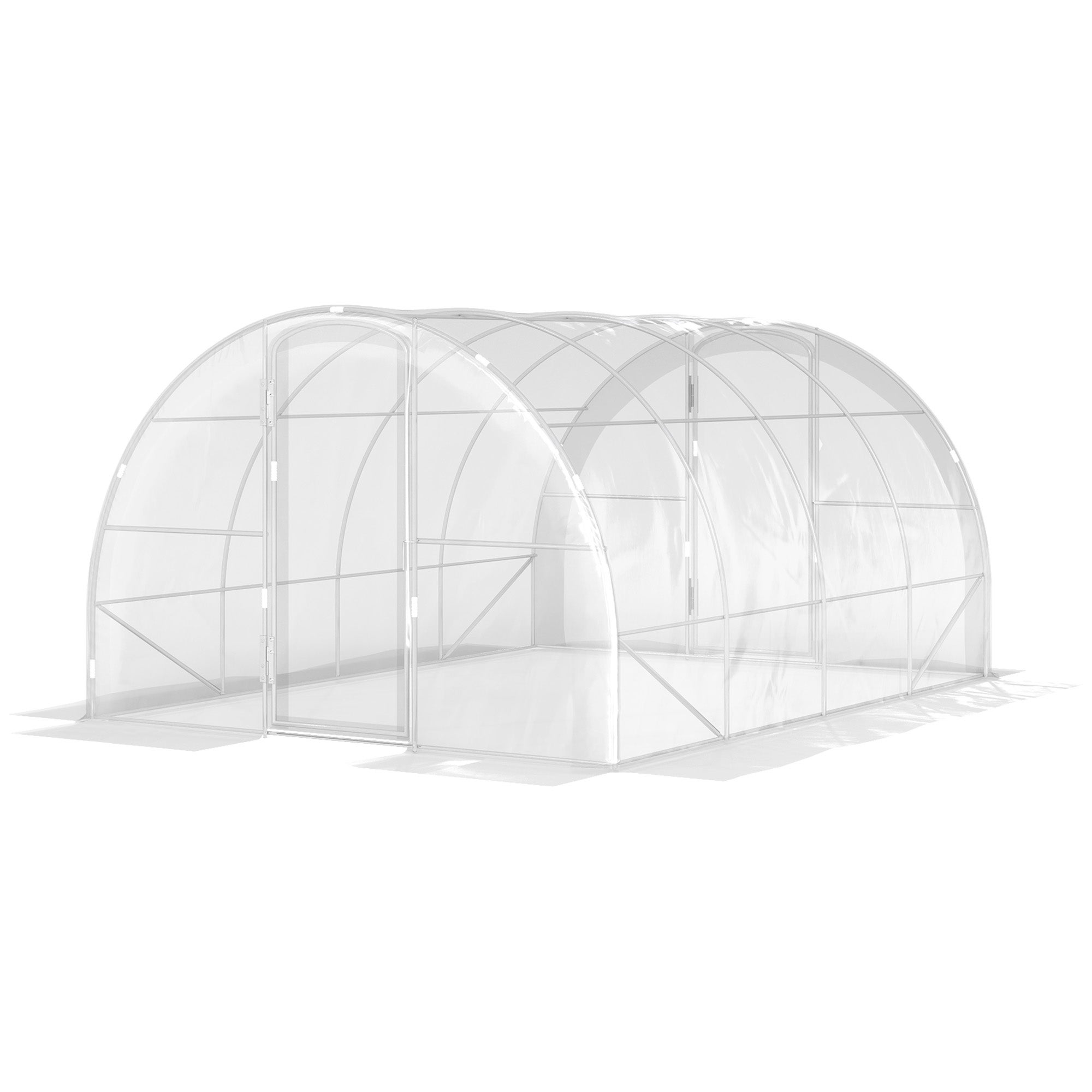 Serre de jardin tunnel 4 x 3 x 2 m 12 m² avec 2 portes à charnières bâche en PE 150 g/m² pour Légumes Plantes Fleurs - 2