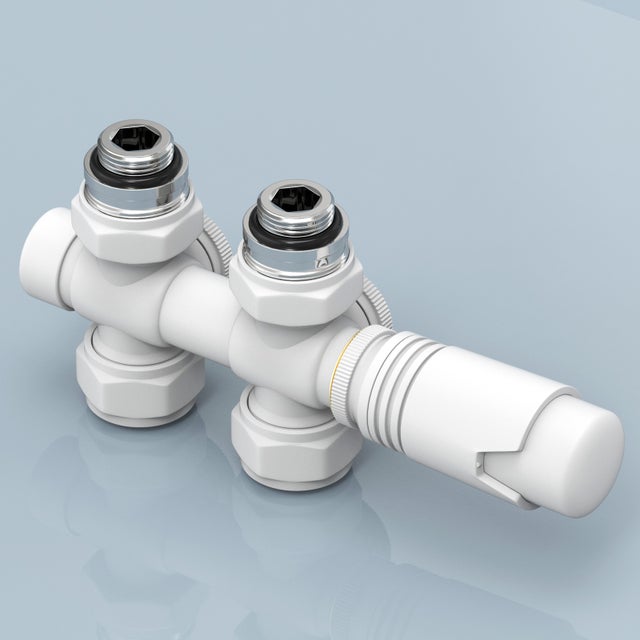 Robinet de Radiateur EMKE Robinet Thermostatique pour Radiateur avec Contrôleur de Température (Blanc)