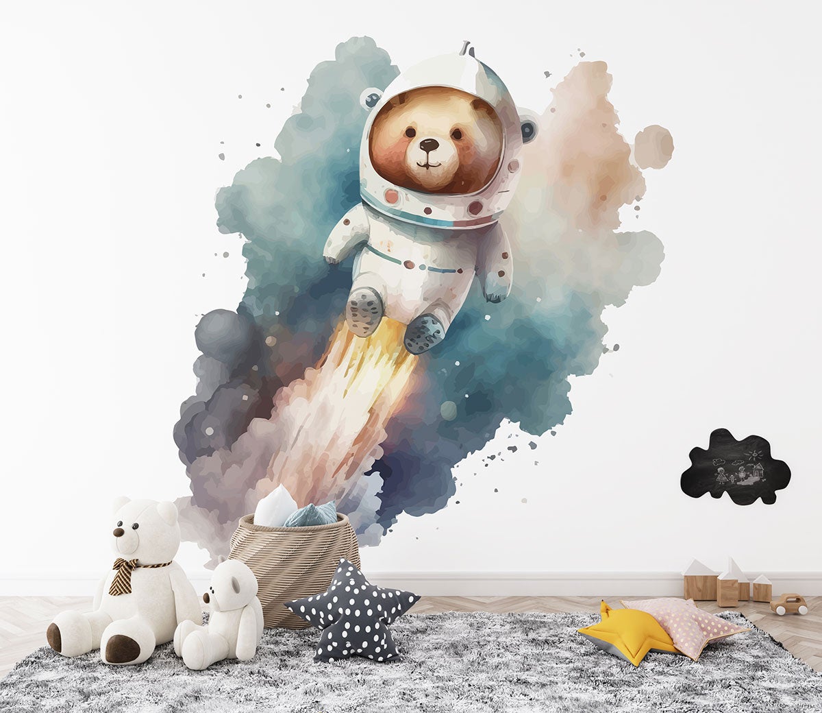 Papier peint panoramique Enfants - Ours Astronaute - Largeur 130 cm x Hauteur 84 cm - 3