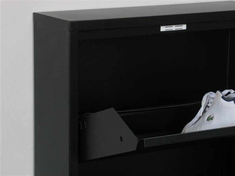 Pisa Armoire à chaussures à 3 rabats/portes en métal noir. Livré entièrement monté. - 4