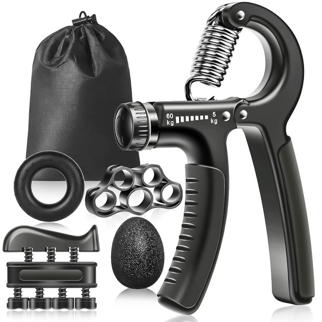 Hand Grip, Musculation Main Kit de 5 Résistance Réglable (5-60kg) Pince de Musculation Antidérapante Renforceur de Poignée Paquet Entraîneur de Force