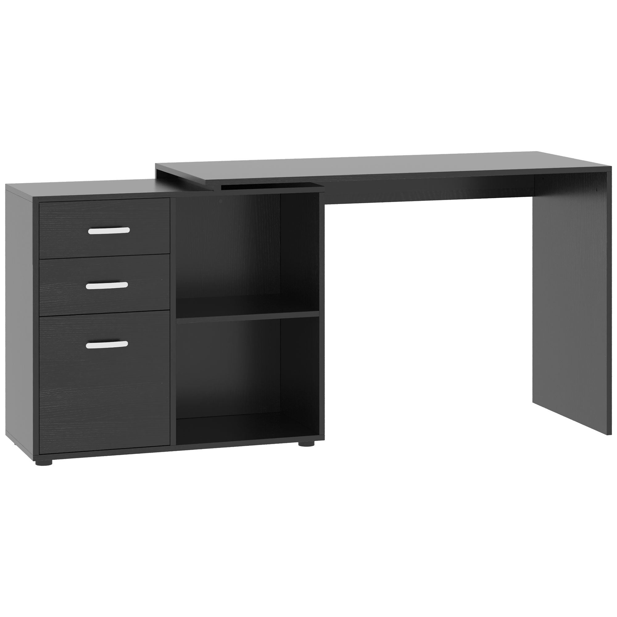 HOMCOM Scrivania Angolare A Scomparsa Pieghevole Con 2 Ripiani Laterali In Legno E Metallo Nera 120x72 5x76 5cm 86140971