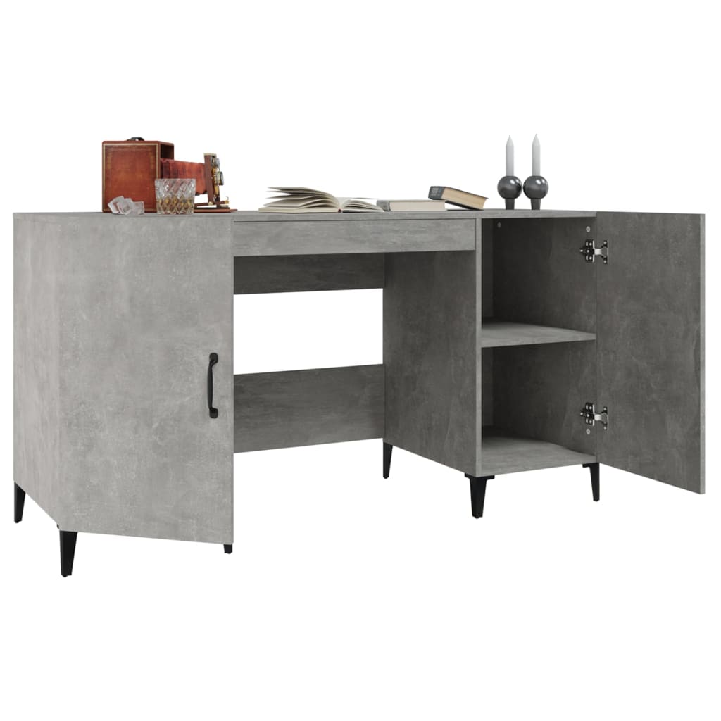 Maison Exclusive - Bureau Gris béton 140x50x75 cm Bois d'ingénierie - 5