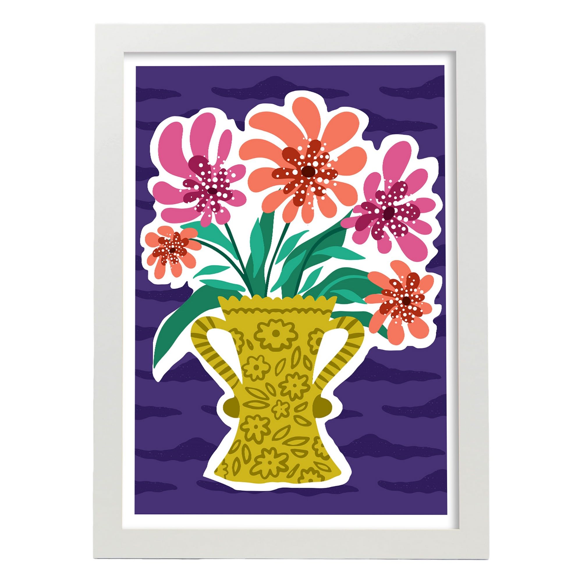 Nacnic lámina poster de flores en el jarrón floral cuadros decorativos para tu hogar estampados estético para el diseño de a3 con marcos blanco