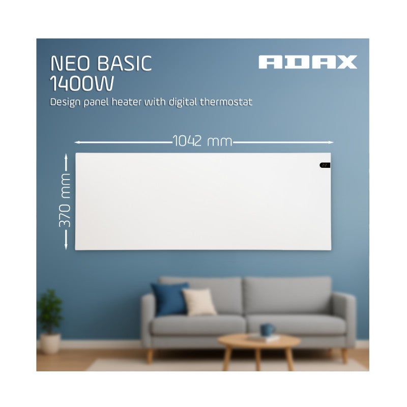Radiateur électrique ADAX - Blanc - 1400 W - 104,2 x 37 x 9 cm - Neo Basic NP14 KDT - 4
