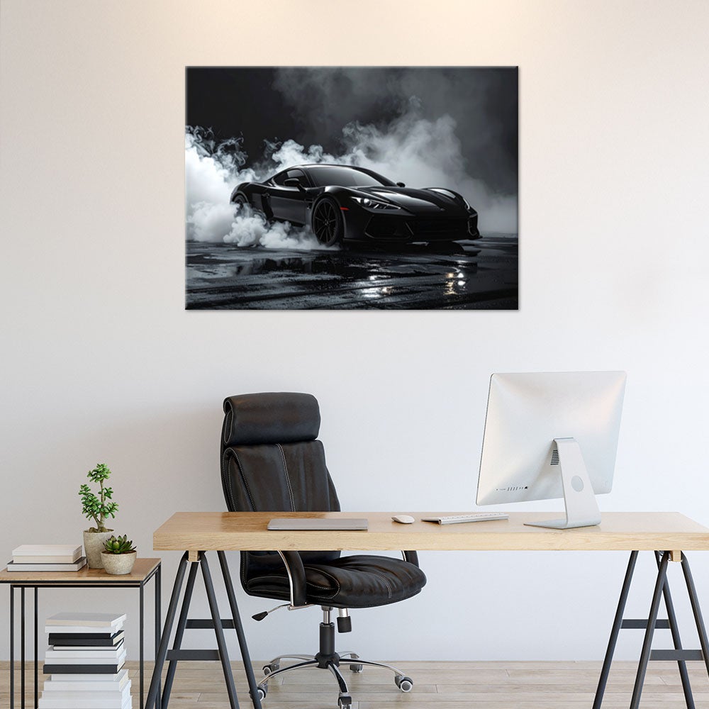 Obraz do salonu biura pokoju nastolatka, Auto samochód sportowy czarny 100x70 - 2