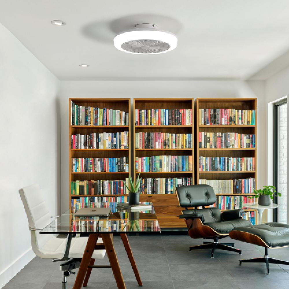 Ventilatore da soffitto 46CM con illuminazione LED, telecomando,funzione inversa Design moderno senza pale,per camera da letto,cucina e sala da pranzo - 4