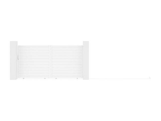 Portail coulissant aluminium plein L374 x H180 cm blanc - NAZARIO