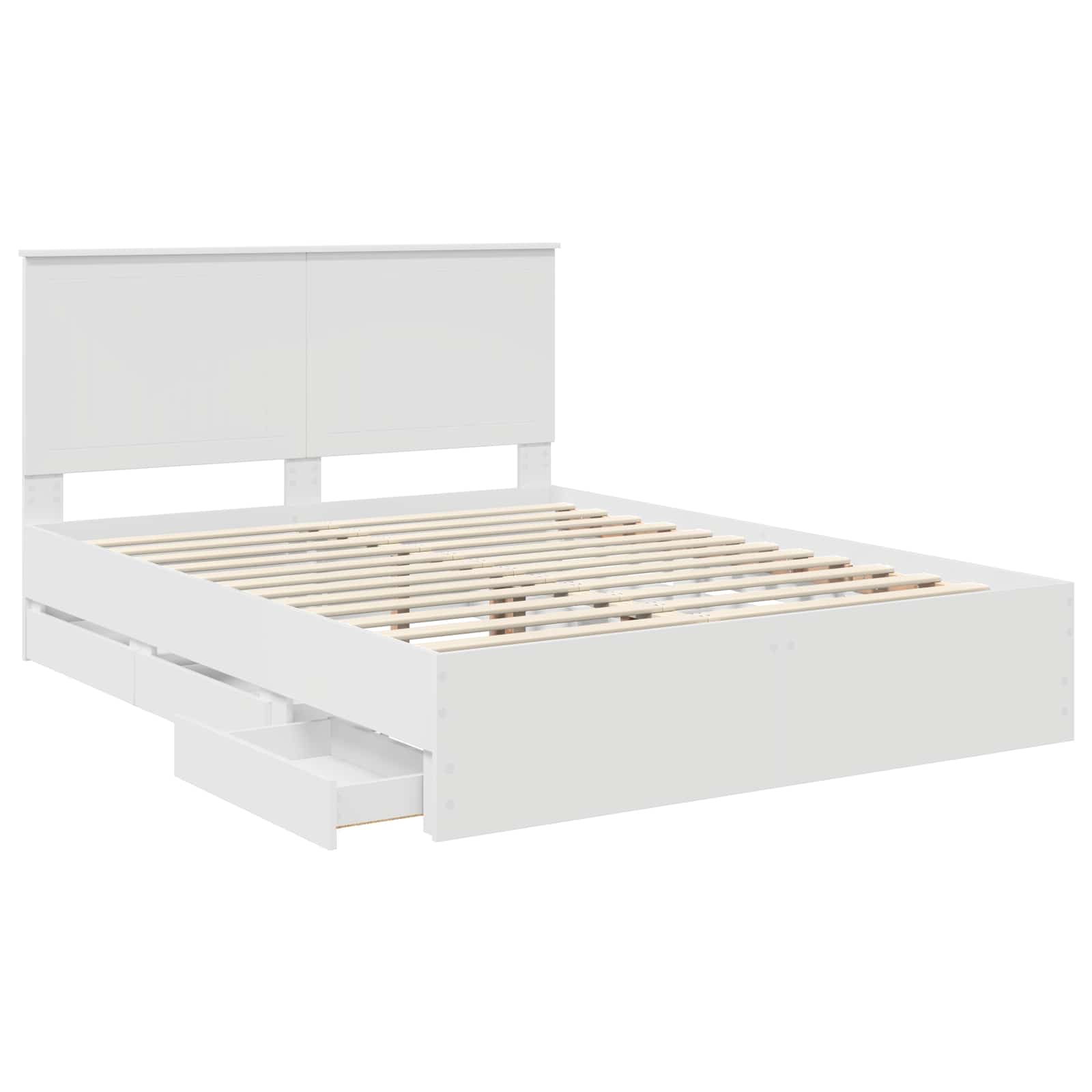 Cadre de lit avec tiroir blanc 150 x 200 cm panneau de bois - 5