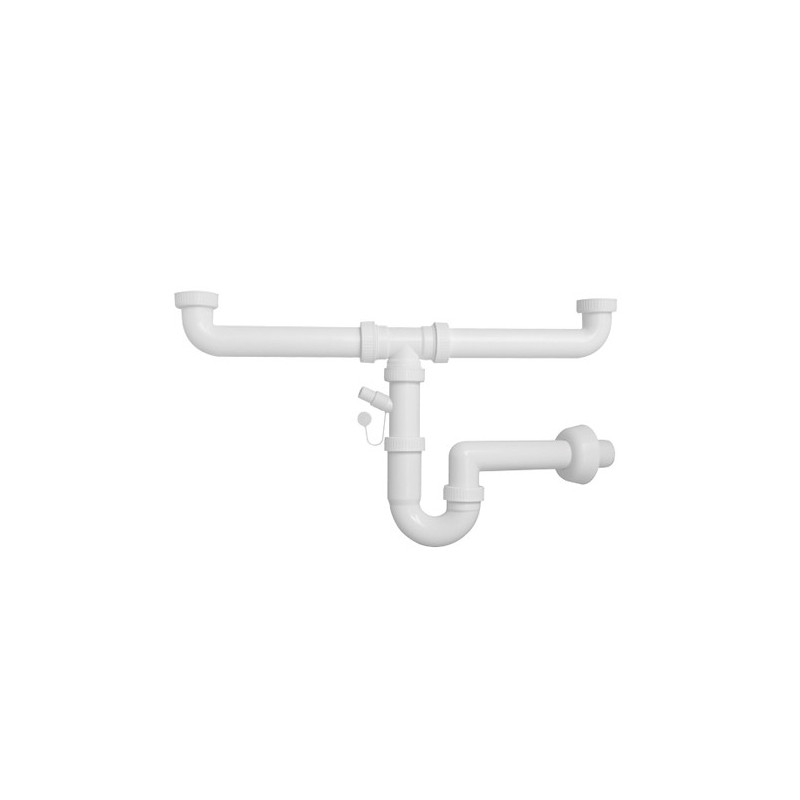 Siphon PVC 2 voies à profil bas avec raccord pour lavevaisselle Pour — free download