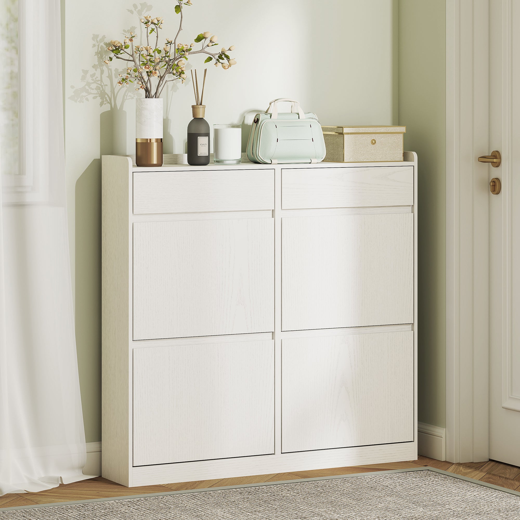 Sapateira HOMCOM Melamina de Madeira Branco 98x19,2x95,3 cm 837-579V00WT - 5