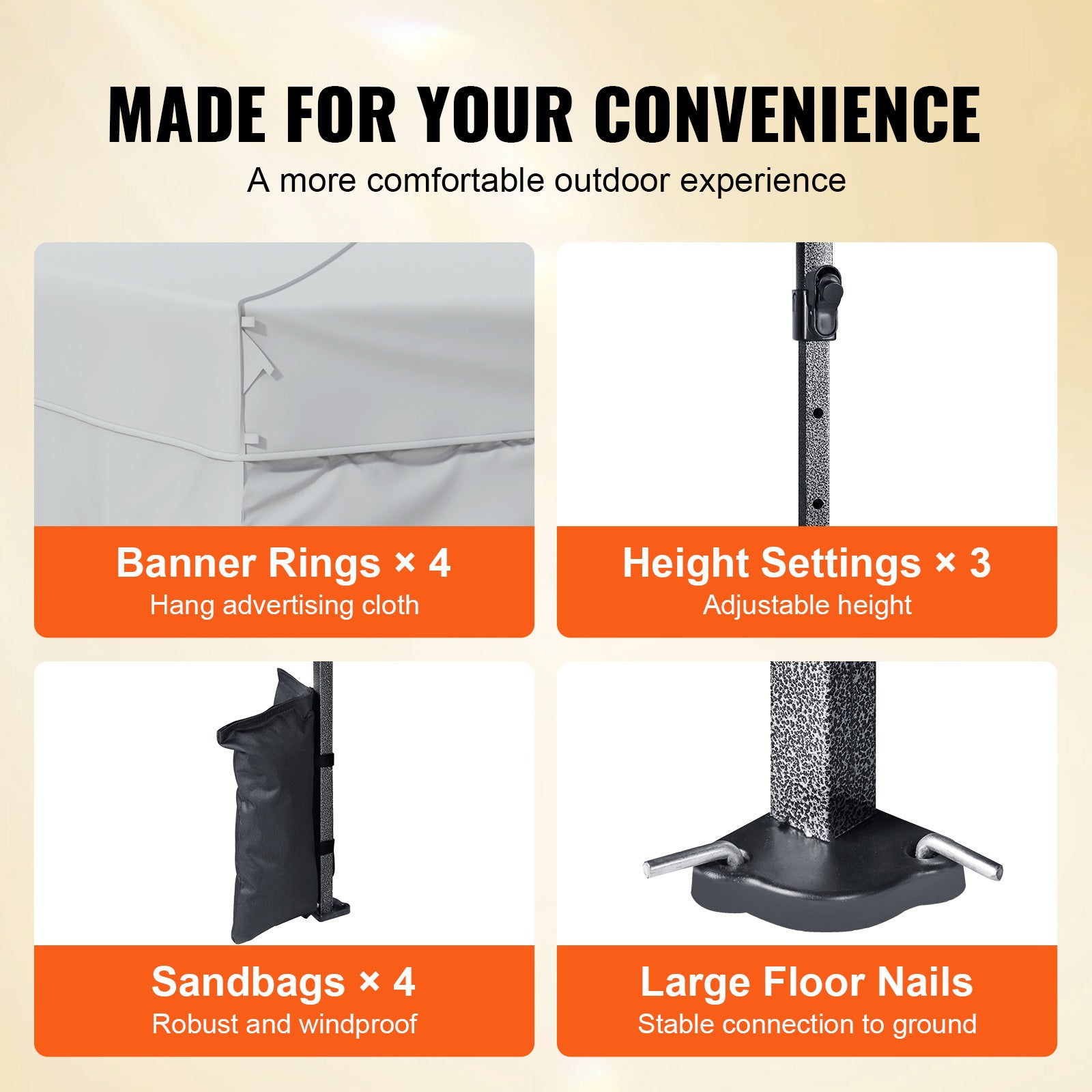 Tendalino pop-up,gazebo portatile SucceBuy 10x10ft con borsa con ruote,pareti laterali rimovibili,resistente ai raggi UV e impermeabile - 8