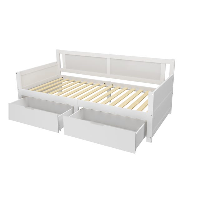 Divano Letto Singolo 90x200 Cm Con 2 Cassetti - Legno Massello, Grigio - Ideale Per Camera Bambini/Ragazzi - Foto 12