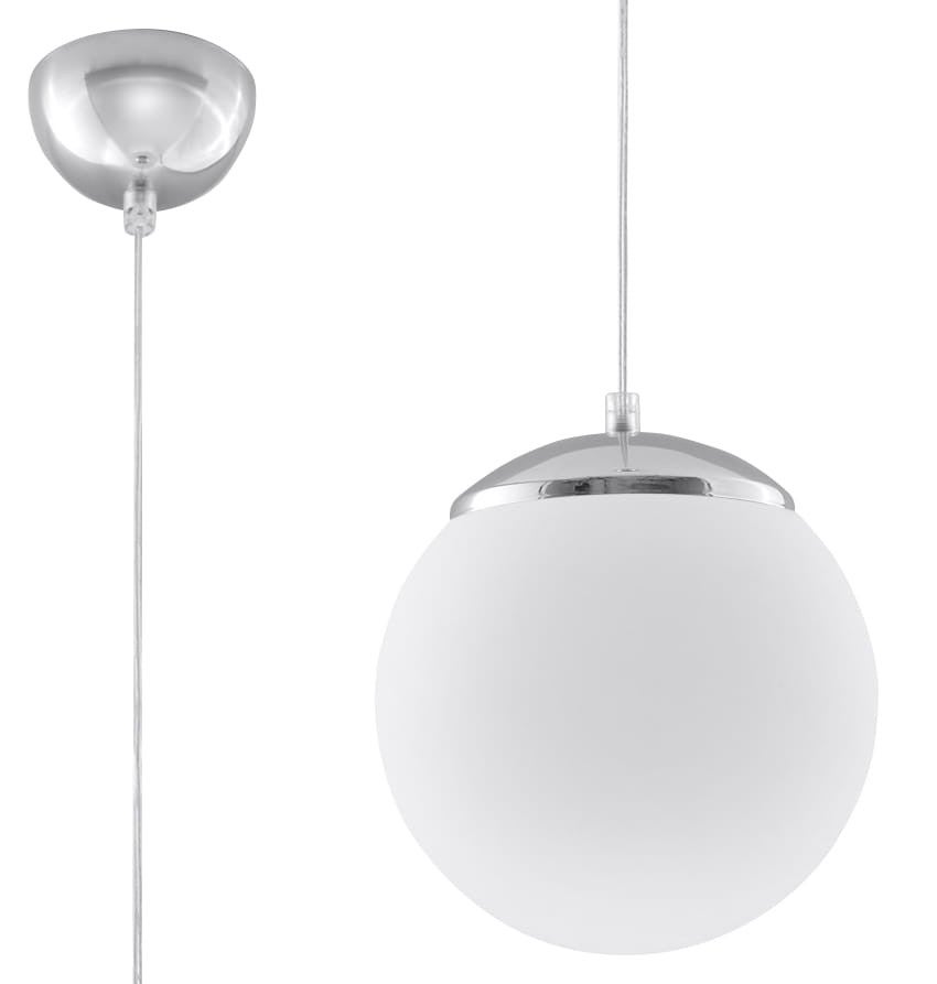 Lampa sufitowa wisząca Ugo chromowana-biała 1xE27x60W wym: 80 x 20 x 20 cm szkło Sollux Lighting