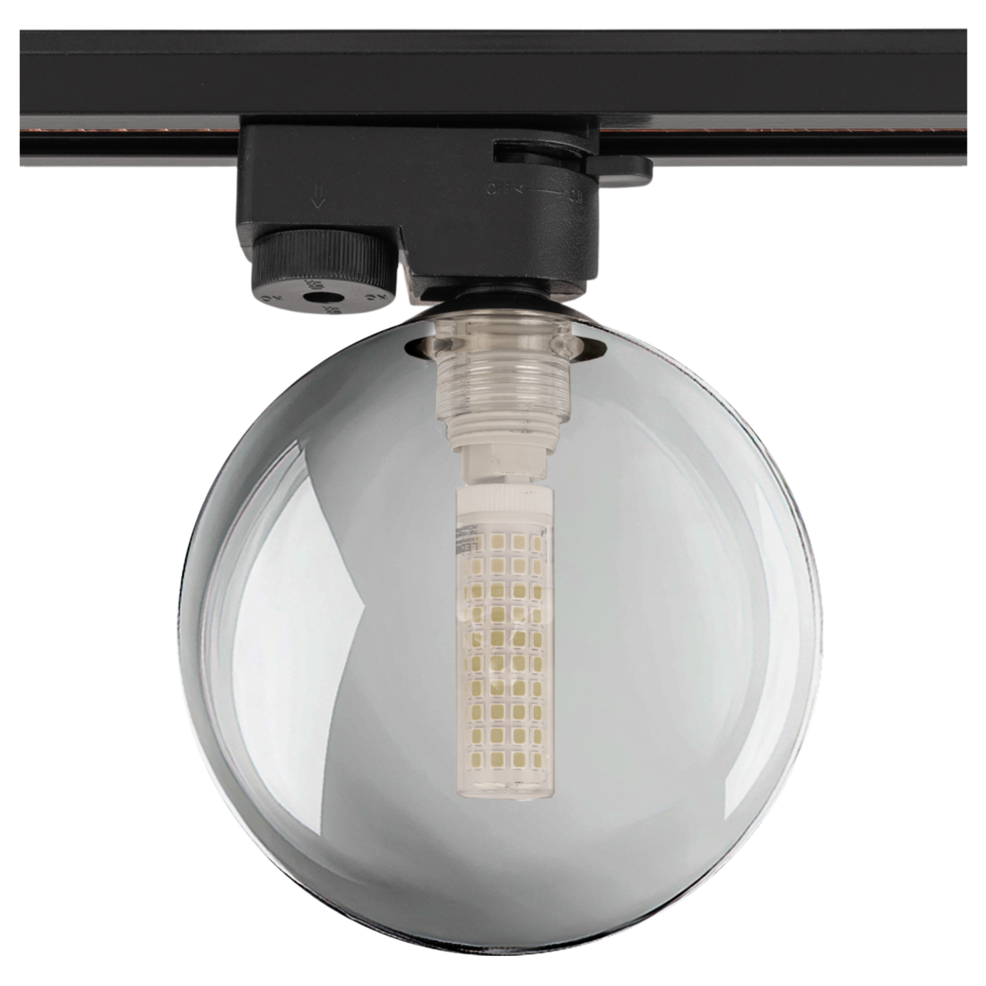 Lampa szynowa wisząca DYMIONA KULA klosz G9 na szynoprzewód Oprawa szklana GRAFIT szara okrągła 12cm OZDOBNA - LEDHOFF