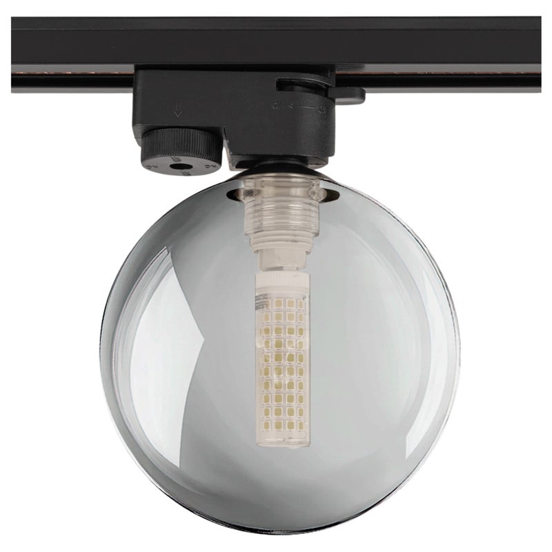 Lampa szynowa wisząca DYMIONA KULA klosz G9 na szynoprzewód Oprawa szklana GRAFIT szara okrągła 12cm OZDOBNA - LEDHOFF