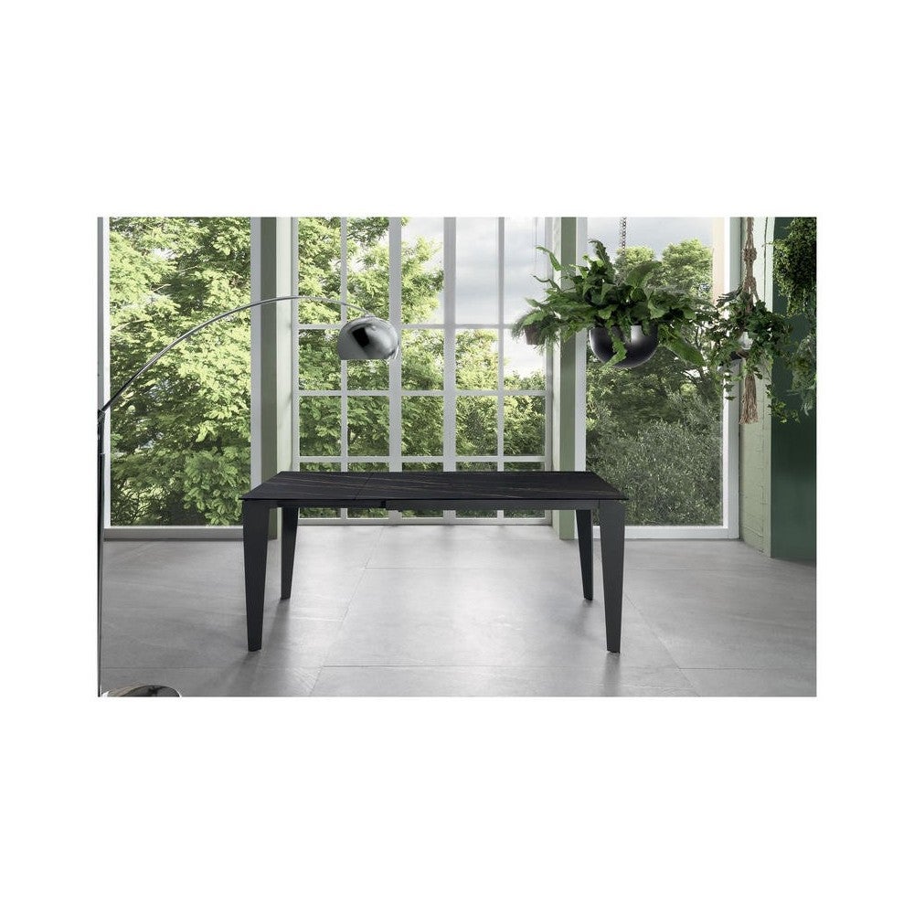 Rozkładany stół od 120 cm do 170 cm Nowoczesny blat ceramiczny na szkle hartowanym Portoro