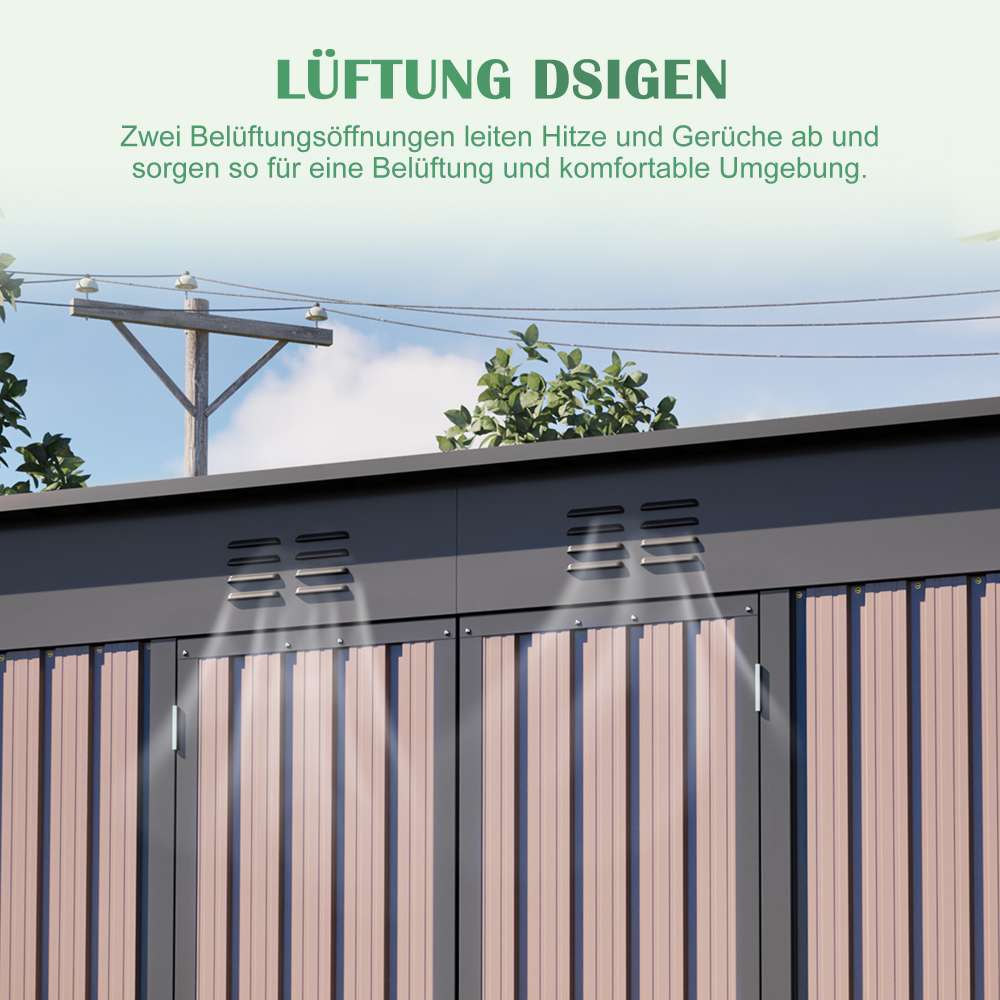 Cobertizo de Jardín de Metal 8x4 FT con Estructura Robusta, Techo Inclinable, Puertas con Cerradura y Ventilación Anti-Humedad, Ideal Terraza & Jardín - 7
