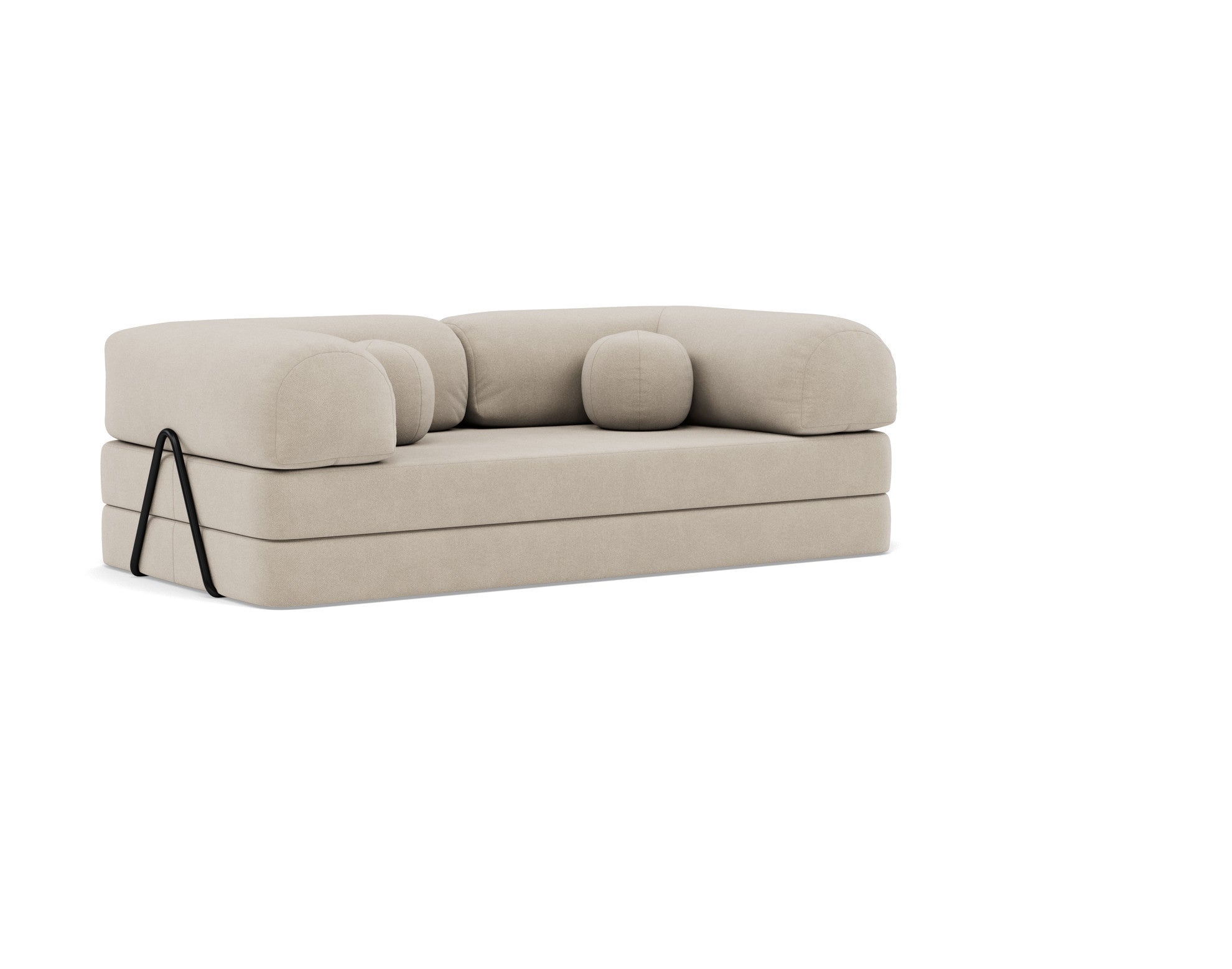 Canapé droit convertible 3 places en velours texturé beige - NEBULA - Best Mobilier - 2