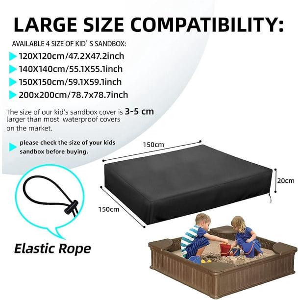 Housse de protection pour bac à sable, carrée, imperméable, tissu Oxford 210D, coupe-vent et anti-poussière (150 x 150 cm) - 3