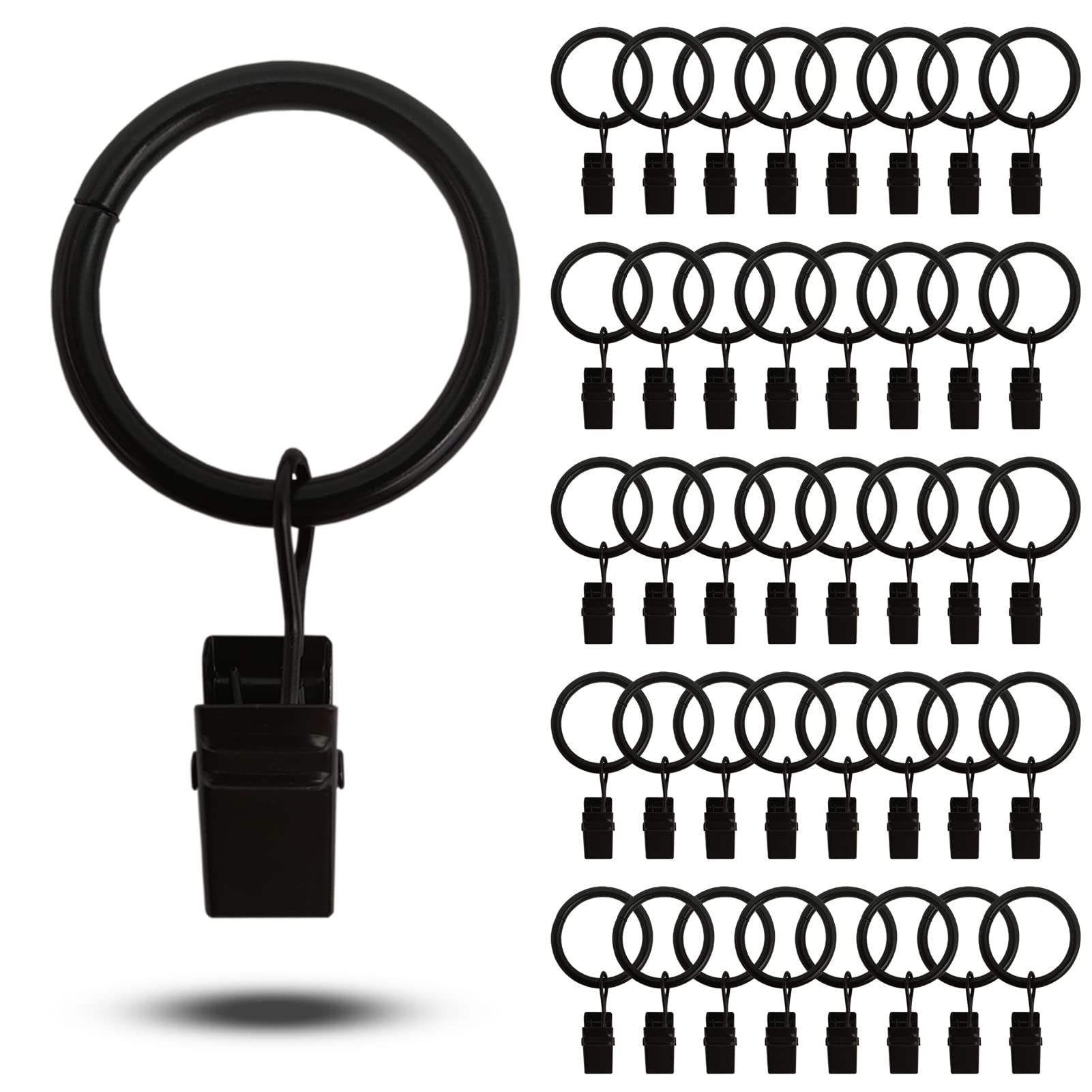 AMZSEVEN Lot De 100 Anneaux De Rideaux En Métal Avec Clips
