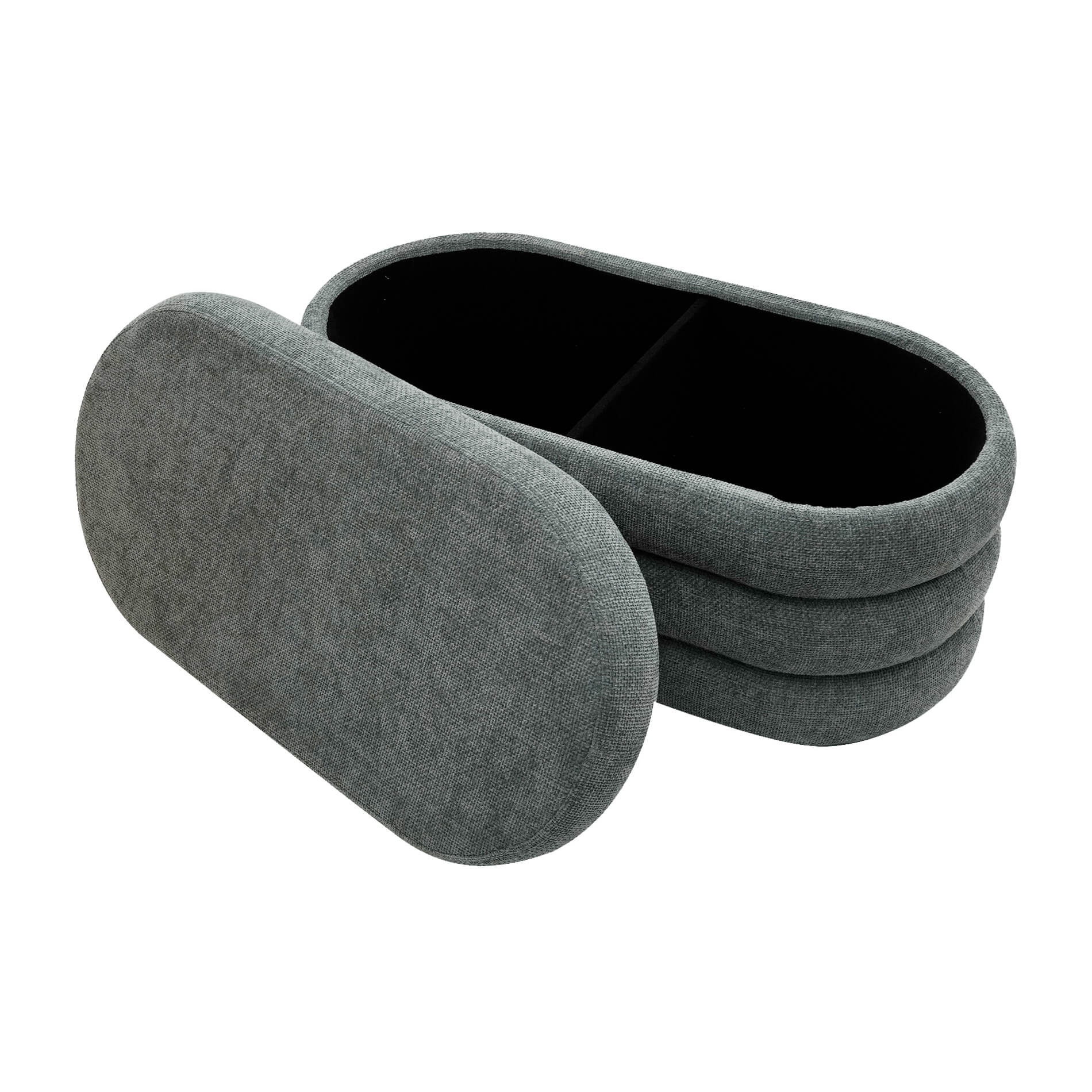 Pouf avec rangement Rebecca Mobili Fagus 38x76x38 Tissu Polyester MDF Gris Moderne - 6