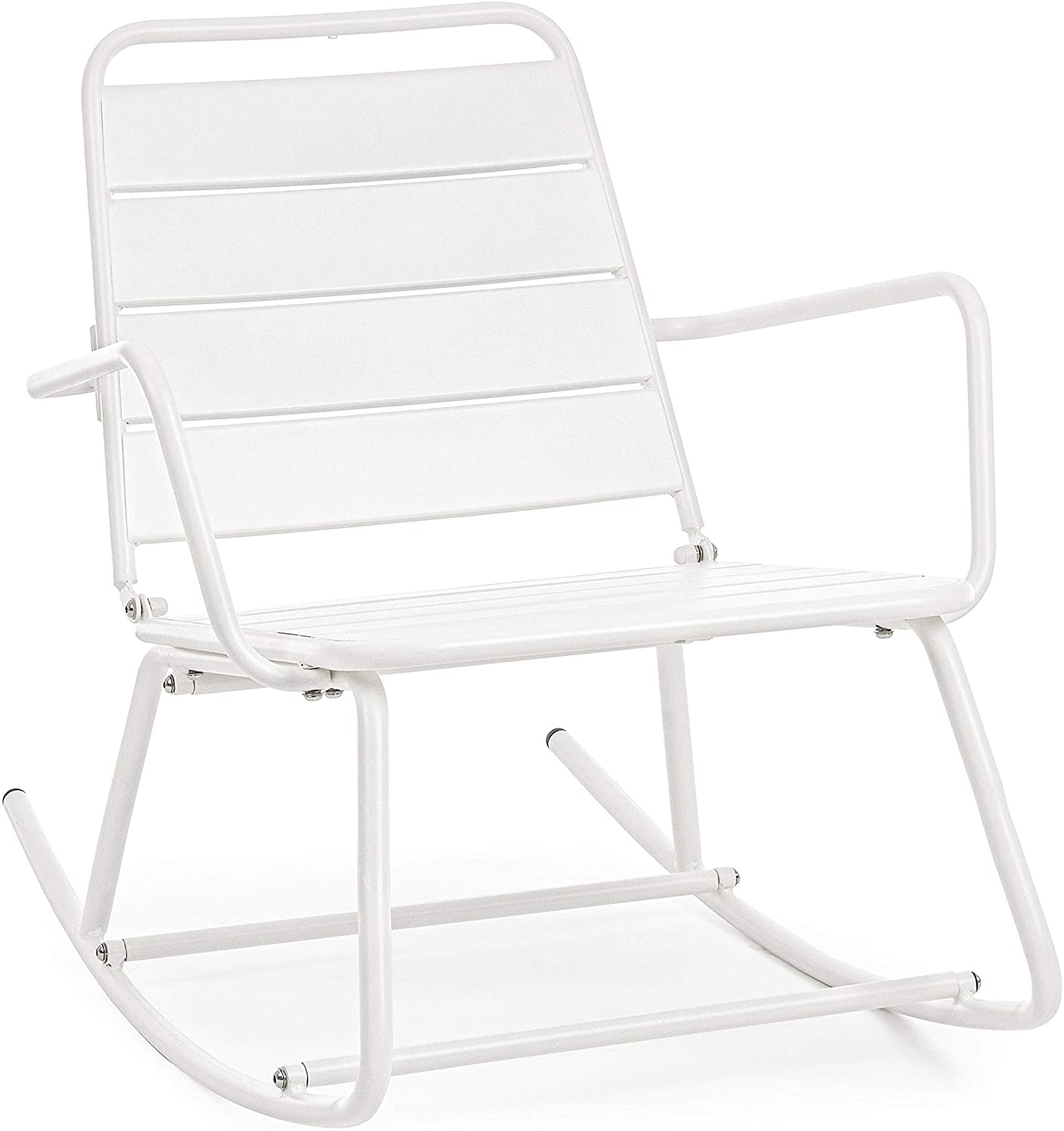 Fauteuil à bascule de jardin 63x90x74 cm en acier blanc - LAAPS - 6