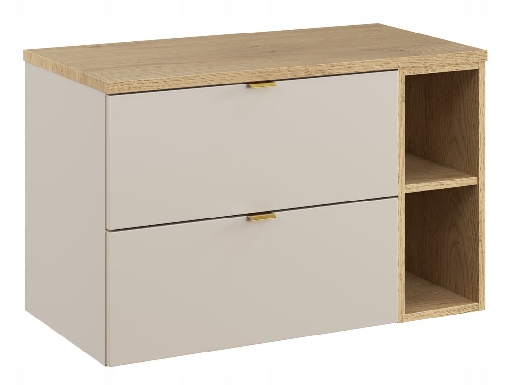 Szafka łazienkowa Dalia 80 cm kaszmir z blatem dab Cremona regał