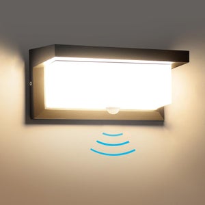 Adviti HOWLIT - Lampada LED per esterni con sensore di movimento, 1800 lumen, IP65, 4000 K, regolazione dell'intensità luminosa della durata di illuminazione (grigio