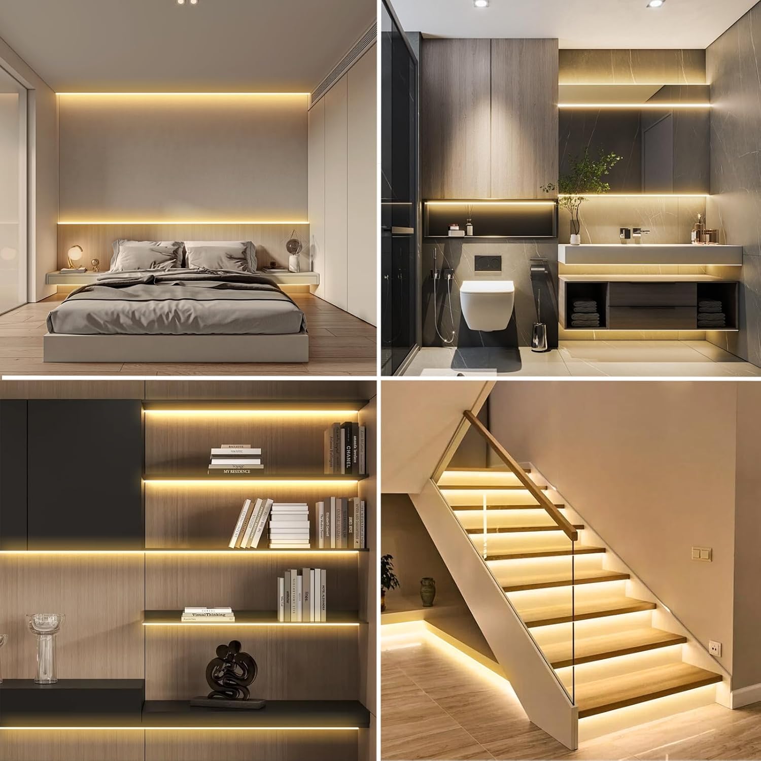 Bande LED à piles avec télécommande, blanc chaud, 8 modes, intensité réglable, minuterie, autocollante, sécable, étanche, 3 m (9,8 pi). - 9