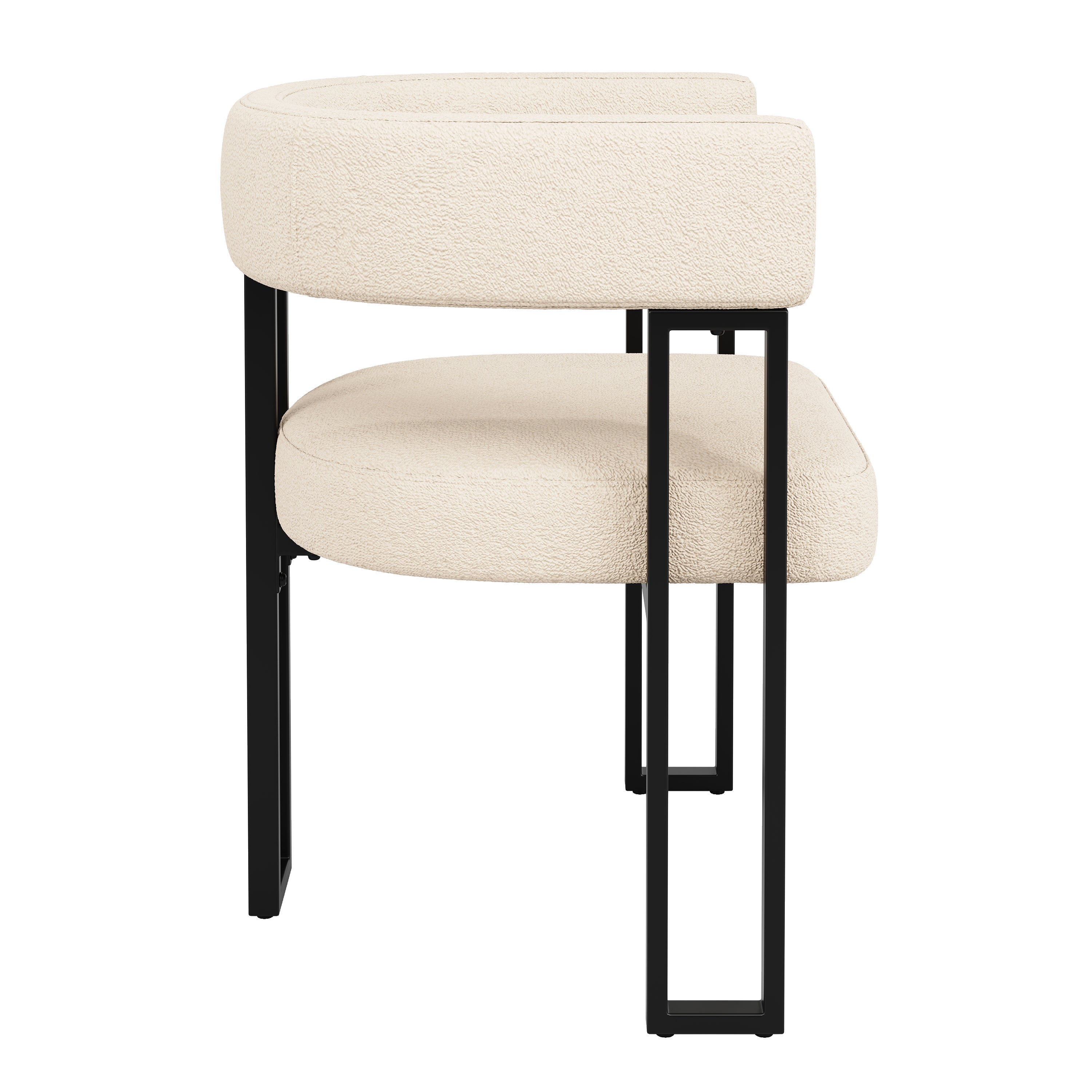 Lot de 2 chaise de salle à manger avec accoudoirs - 51.5 x 47.5 x 72 cm - Tissu en flanelle et pièds en métal - Beige - 5