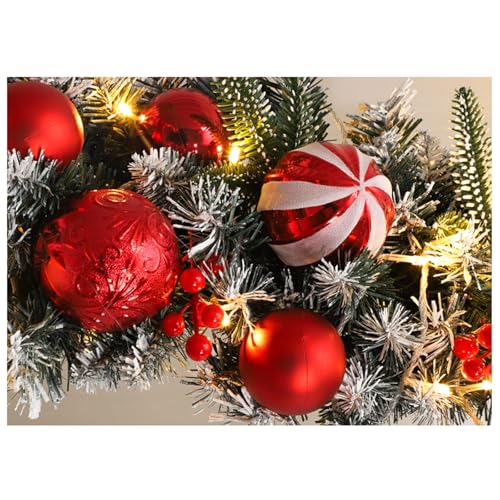 Corona natalizia, ghirlanda di ghirlande bianche verniciate a spruzzo, ghirlanda mista, decorazione natalizia, 2 metri, rosa. - 3