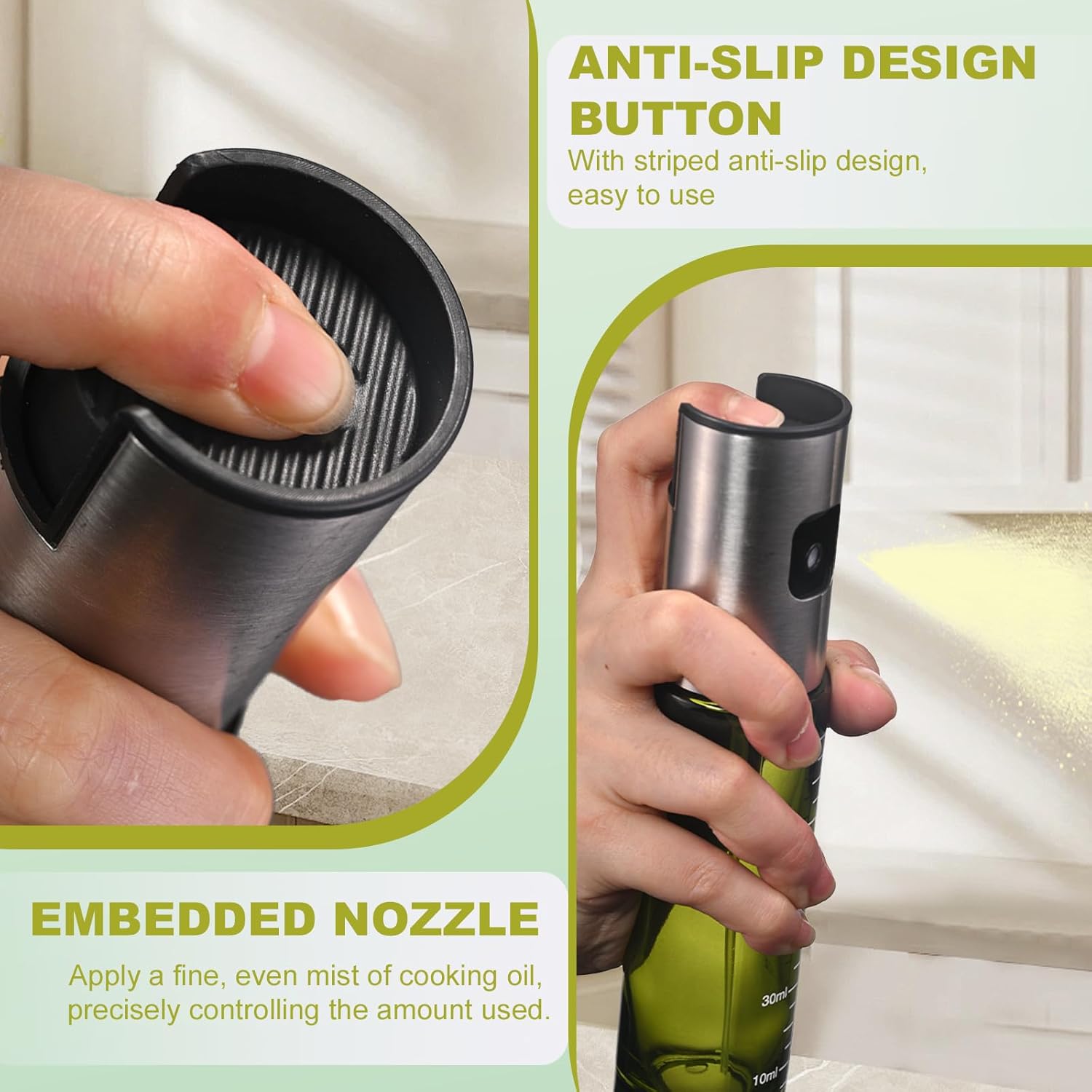 Spruzzatore Per Olio Da Cucina In Vetro UV – 2 In 1 Con Scala E Imbuto – Per Friggitrice Ad Aria, Insalate, Griglia – Privo Di BPA - 4
