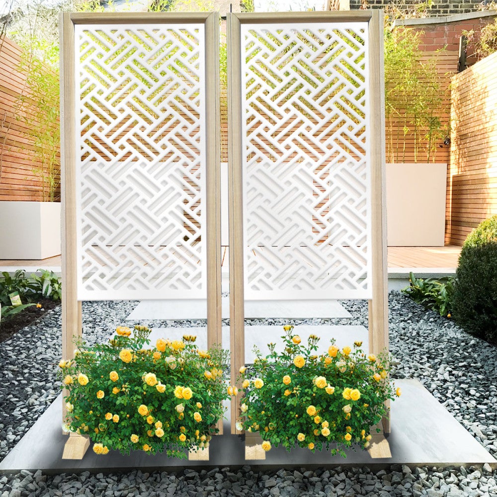 FILOTTO - Separè - Wolnostojący modułowy parawan - 70x190 cm - Wykonany z drewna i PVC, kolor wewnętrzny BIAŁY