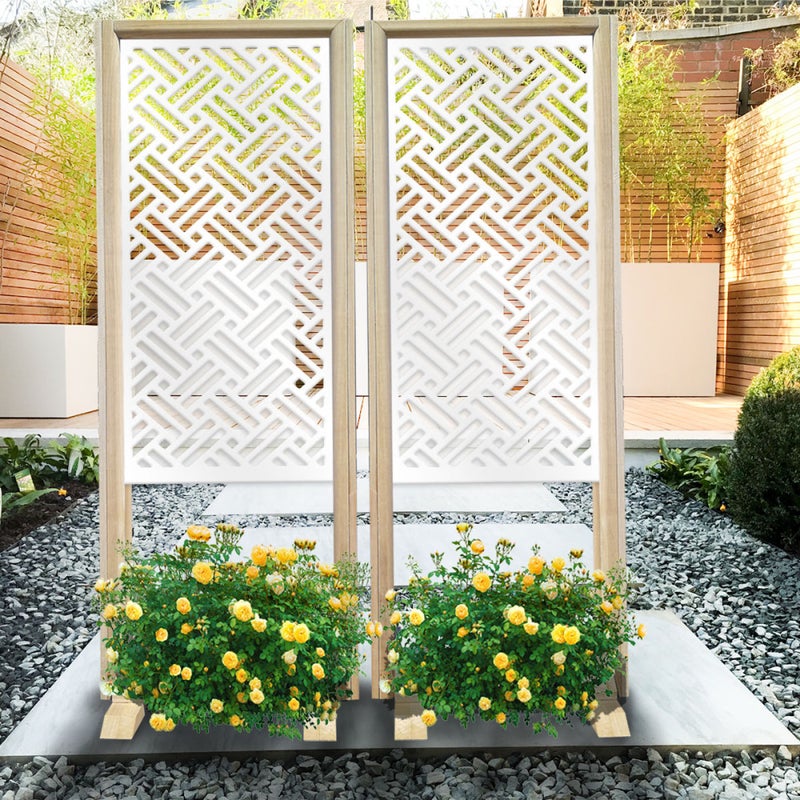 FILOTTO - Separè - Wolnostojący modułowy parawan - 70x190 cm - Wykonany z drewna i PVC, kolor wewnętrzny BIAŁY