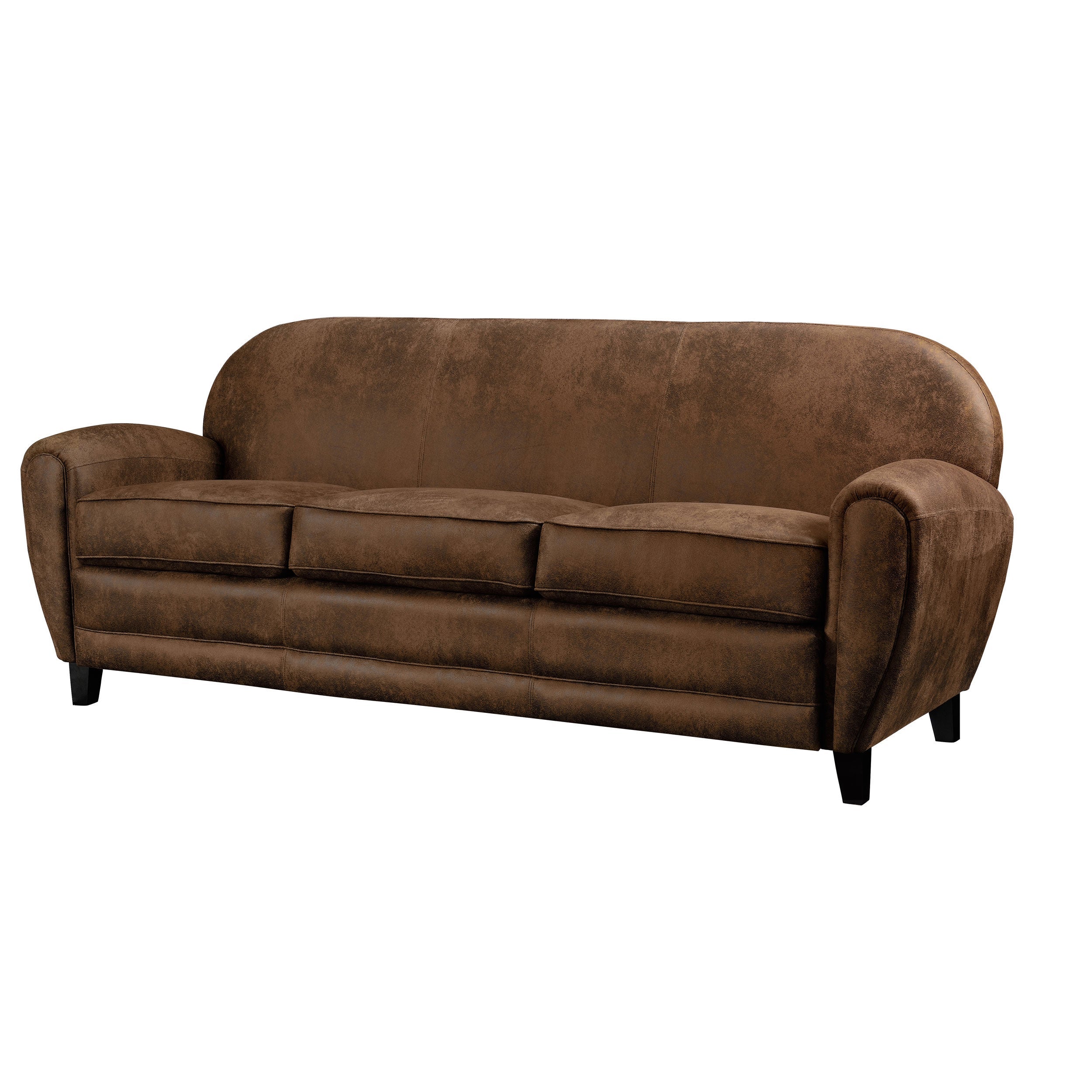 Divano a 3 posti in microfibra marrone - Club - 6