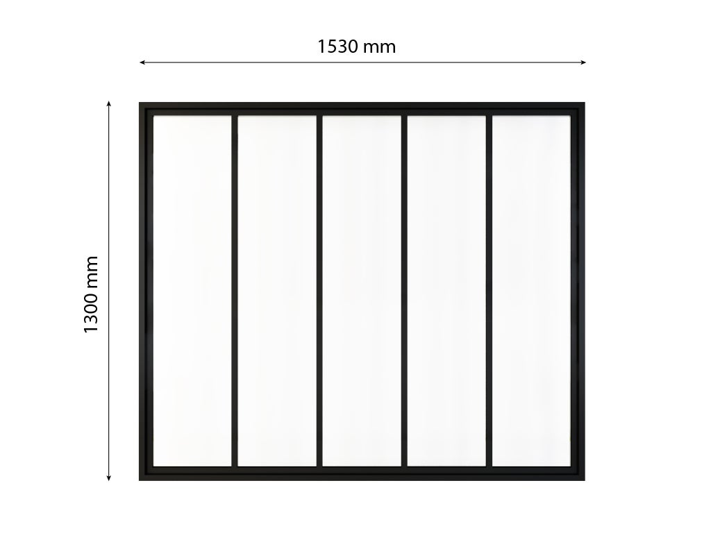 Verrière atelier acier noir mat 5 vitrages transparents inclus, H.130 x l.153 cm, SCHULTE, fenêtre d’intérieur, prête à poser, finition complète - 2