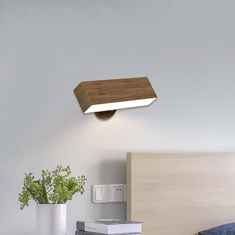 Zestaw 2 minimalistycznych drewnianych kinkietów 4W, kreatywna lampa zagłówkowa, oświetlenie do salonu i przedpokoju, LED z akumulatorem 2000mAh