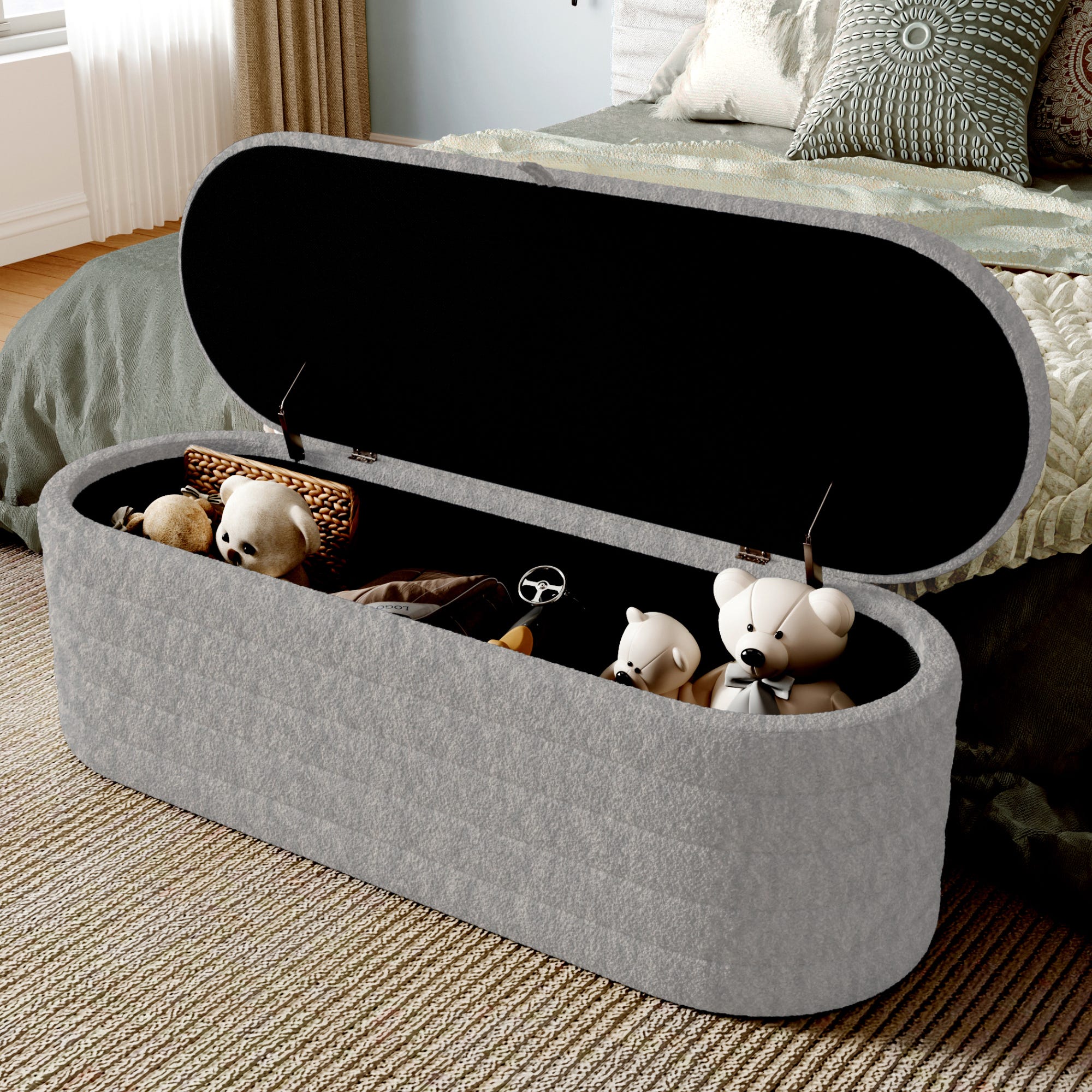Grande panca ottomana imbottita marrone per camera da letto e soggiorno, 90 x 40 x 40 cm Grande panca ottomana imbottita marrone per camera da letto e soggiorno, 90 x 40 x 40 cm