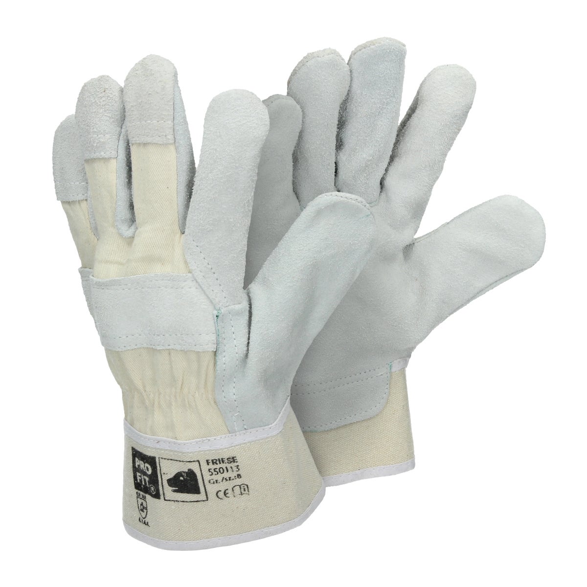ECD Germany Pro-Fit® rękawice robocze ochronne skórzane bydlęce rozcięte rozmiar 11/XXL mocne naturalne plócienne mankiety do pracy i ogrodu 1 para