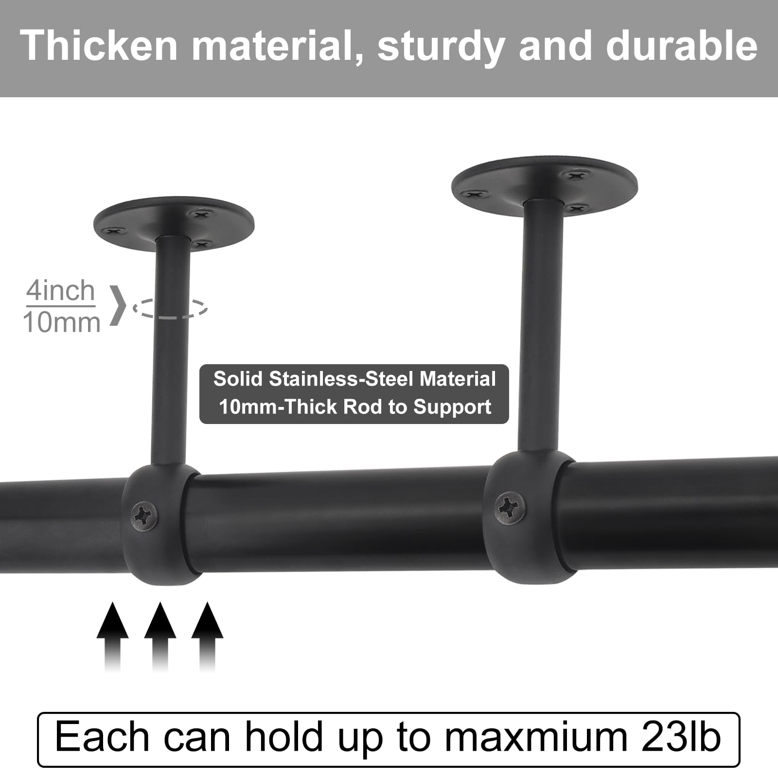 4 pièces Acier inoxydable Robuste Support de tringle à rideau pour plafond pour tringles à rideaux de 25 mm (4, 25MM) - 5