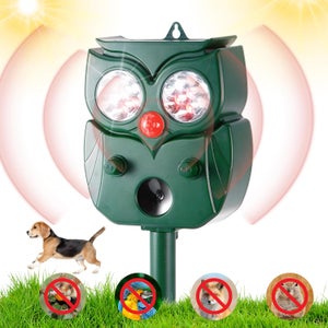 Joomouney Repellente per gatti da giardino, ad ultrasuoni, deterrente per gatti, spaventapasseri ad ultrasuoni, deterrente a ultrasuoni per volpe, con sensore PIR e flash, impermeabile IPX4