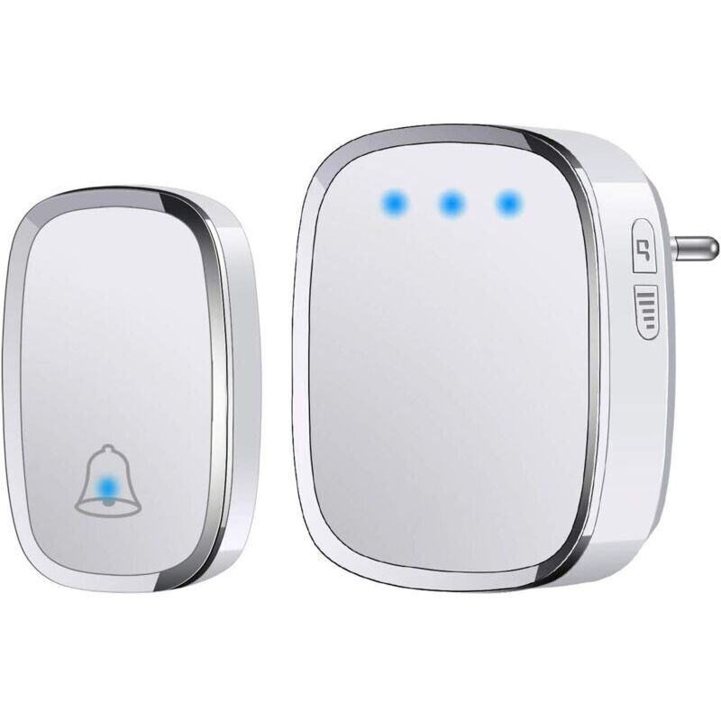 Sonerie wireless pentru exterior, impermeabilă IP44 – rază de acțiune 300 m, 1 emițător + 1 receptor, bliț LED, 36 de melodii, 4 niveluri de volum.