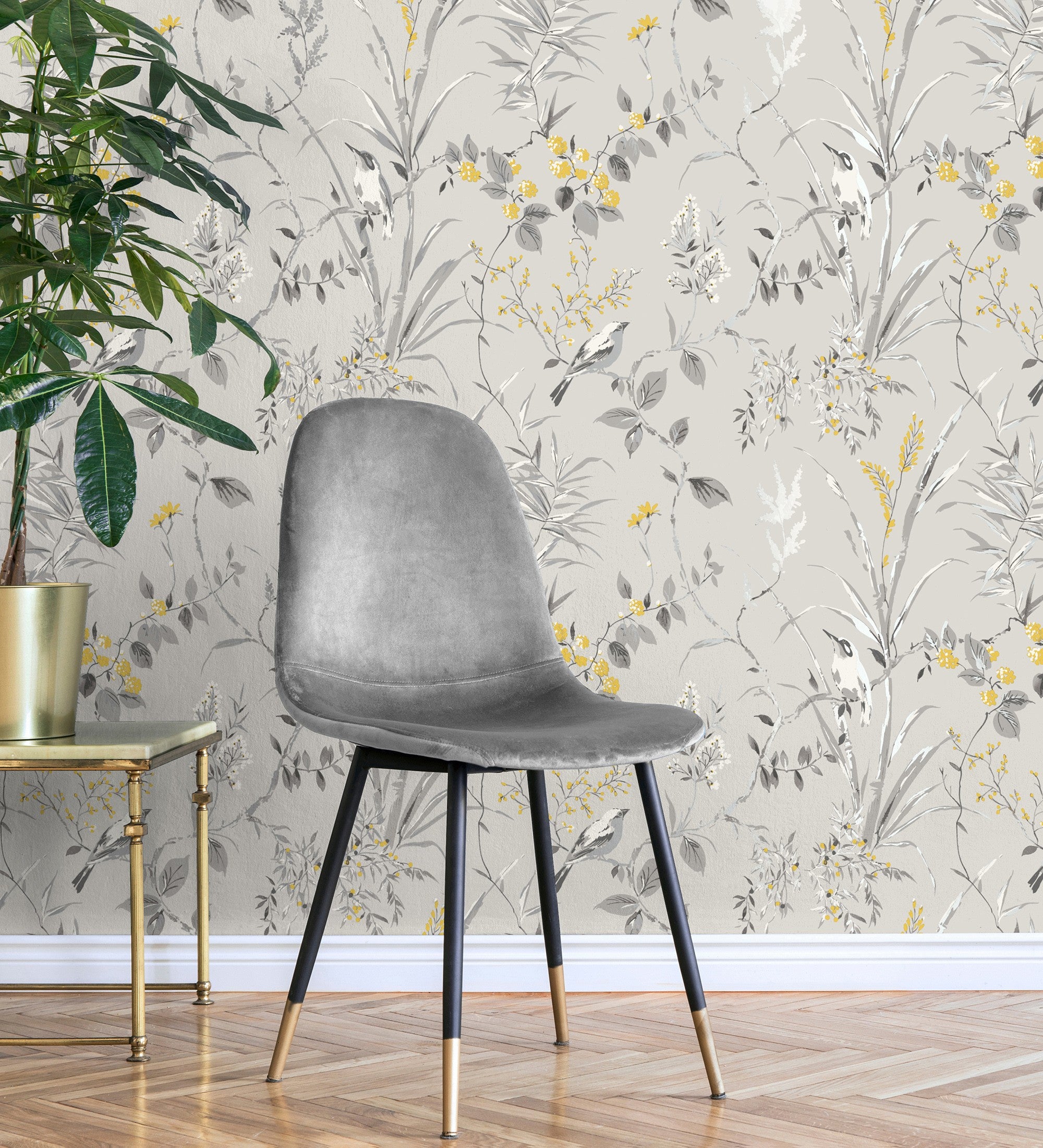 Papel pintado lavable de ramas flores y pájaros estilo romántico - Alison Garden 680927 de GAULAN - Rollo de 10 m x 0,53 m - 5
