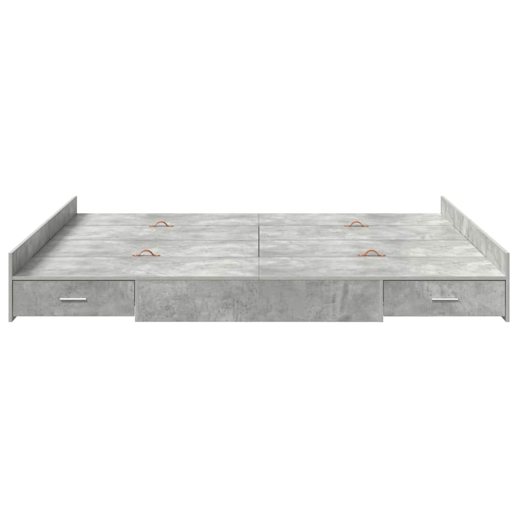 Cadre de lit avec rangement et tiroir gris béton, pour la chambre, 180 × 200 cm - 5