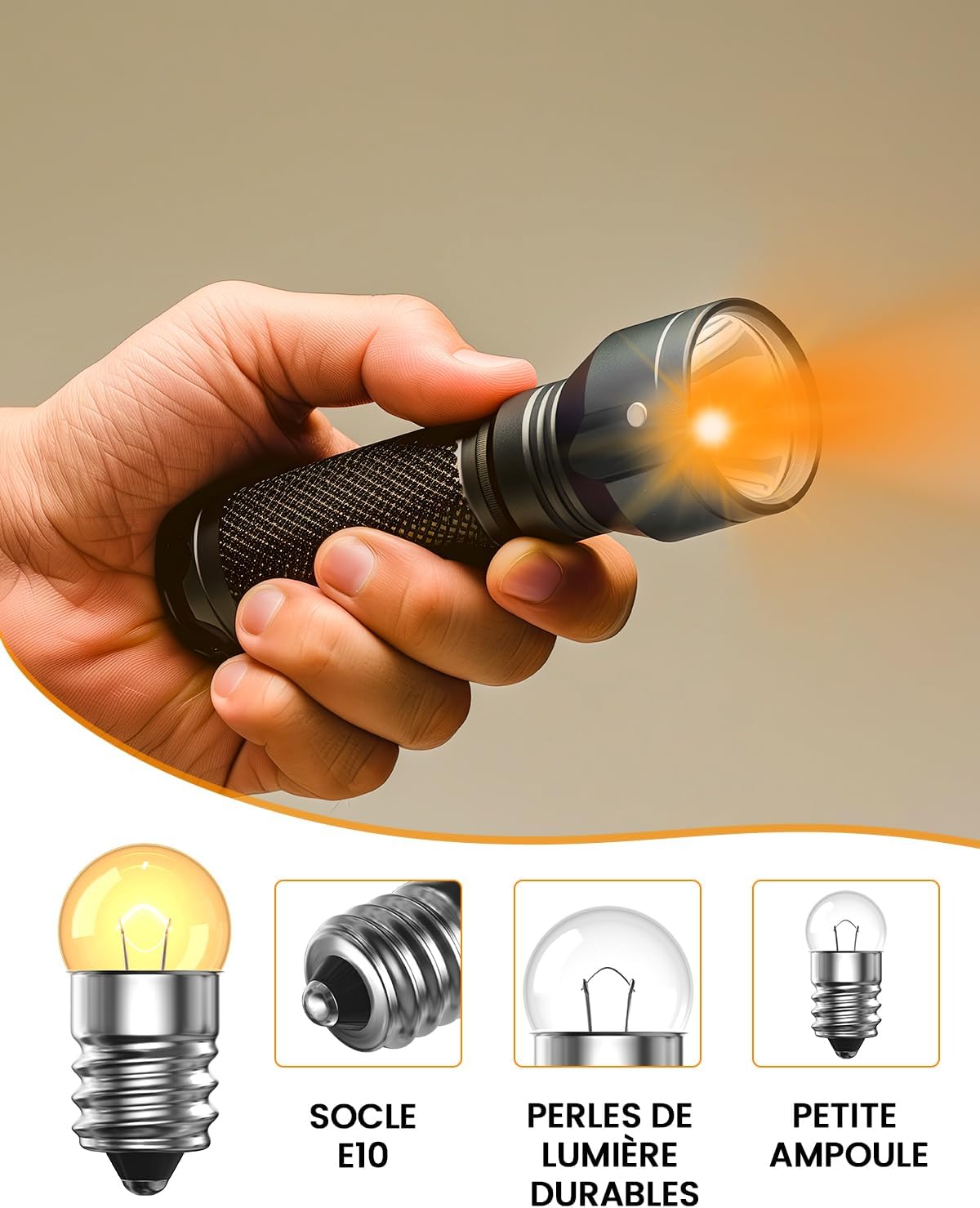 Lot de 10 Mini Ampoules E10 2,5V 0,5A, 1W Miniature à Culot à Vis Blanc Chaude pour Expérience Physique électrique et Lampe de Poche - 5
