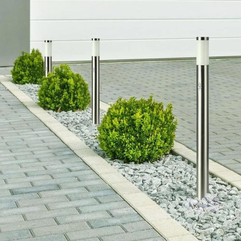Borne de Jardin Acier Inoxydable avec Détecteur 110cm IP44 pour Ampoule E27 - SILAMP - 2